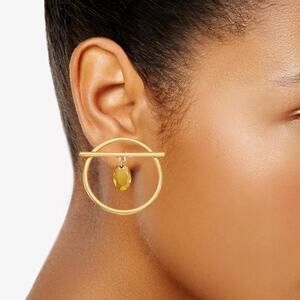 NWT Nine West Gold Tone Circle Bar Hoop Earrings